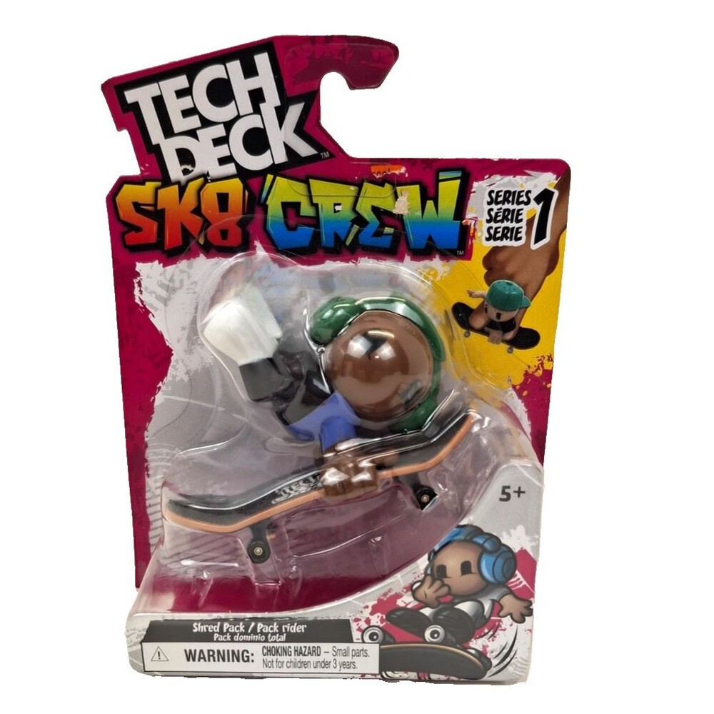 Spinmaster Tech Deck SK8 Crew Fingerboard with Figure Series 1 Shred Pack New